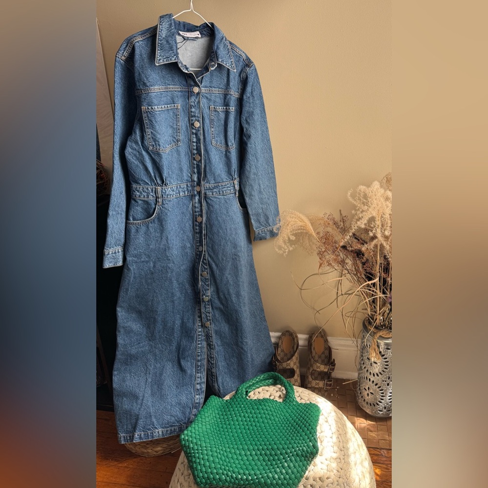 ZARA  NWT  Denim midi Dress - Picture 4 of 13